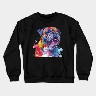 Bulldog Dog Water Color Pop Art Design for Dog Lover Crewneck Sweatshirt